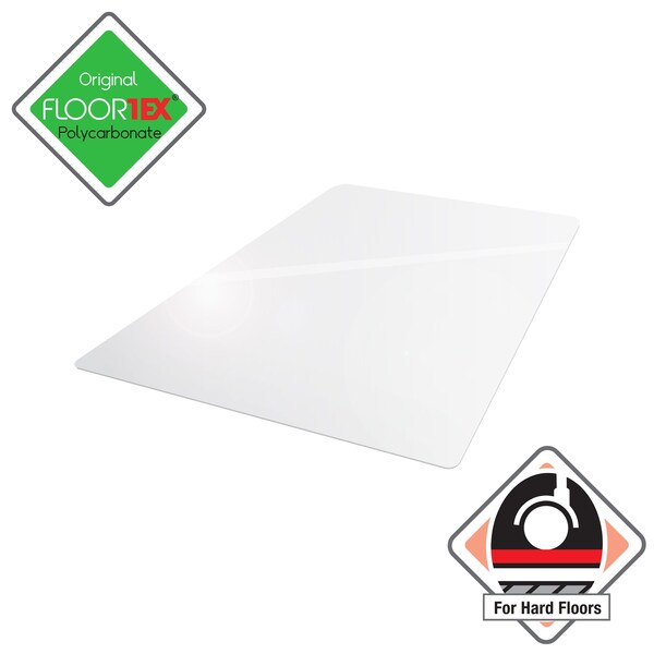 Plus Polycarbonate Rectangular Chair Mat For Hard Floor, 36in X 48in